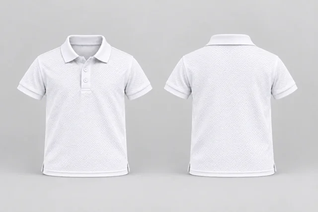 Textured White Kids Short Sleeves cool mesh polo