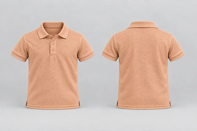 Peach Beige Kids Short Sleeves cool mesh polo