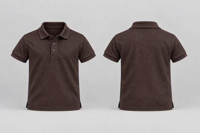 Dark Brown Kids Short Sleeves cool mesh polo