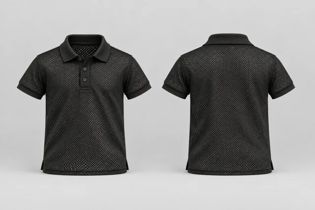 Open Black Kids Short Sleeves cool mesh polo