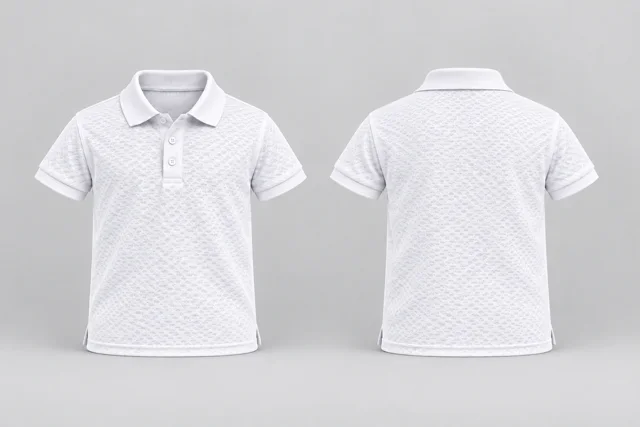 Patterned White Kids Short Sleeves cool mesh polo