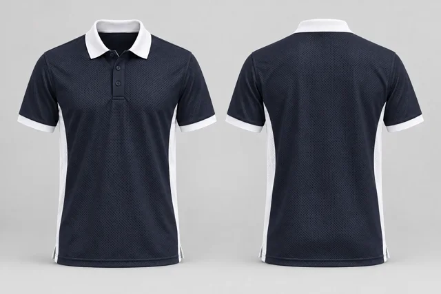 Dark Navy / Fine White Two Colour cool mesh polo