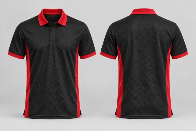 Black / Red Two Colour cool mesh polo