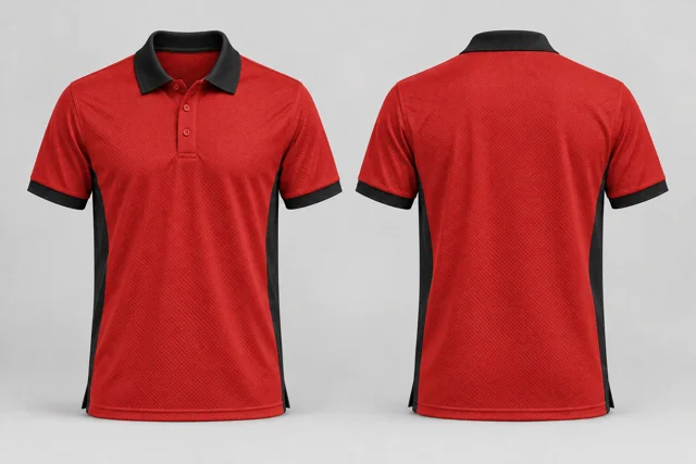 Red / Black Two Colour cool mesh polo