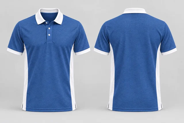 Royal Blue / Fine White Two Colour cool mesh polo