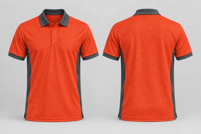 Orange / Charcoal Grey Two Colour cool mesh polo