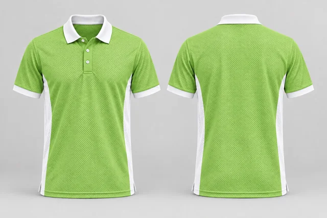Lime Green / Fine White Two Colour cool mesh polo