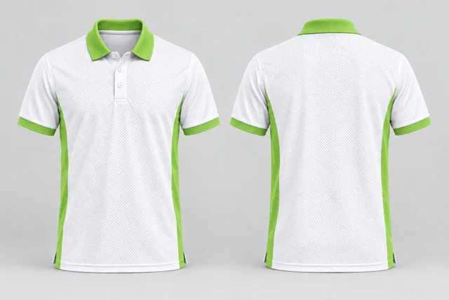 Fine White / Lime Green Two Colour cool mesh polo