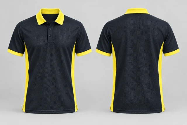 Ink Navy / Lemon Yellow Two Colour cool mesh polo