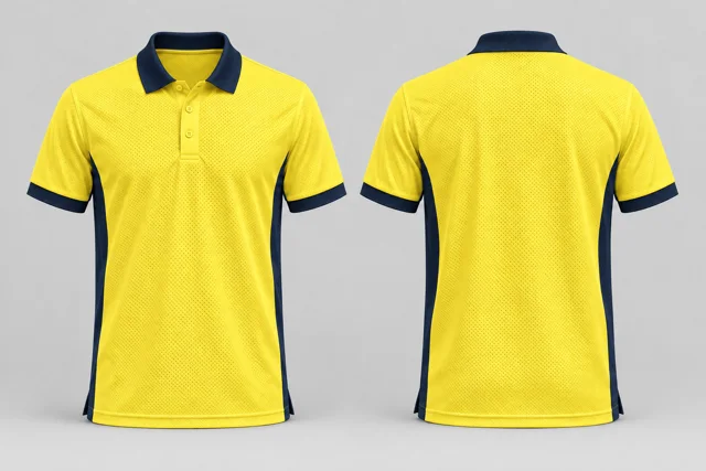 Lemon Yellow / Ink Navy Two Colour cool mesh polo