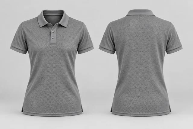 Mid Grey Women Short Sleeves cool mesh polo