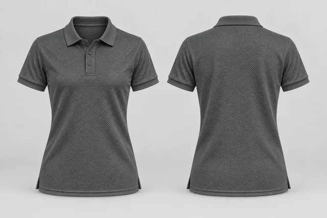 Charcoal Grey Women Short Sleeves cool mesh polo