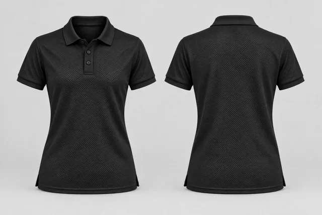 Soft Black Women Short Sleeves cool mesh polo