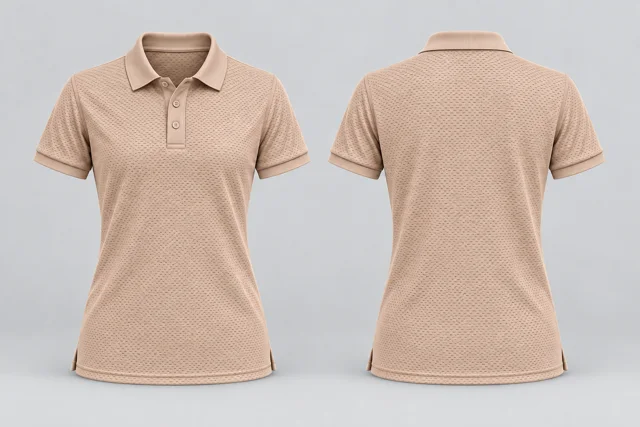 Stone Beige Women Short Sleeves cool mesh polo