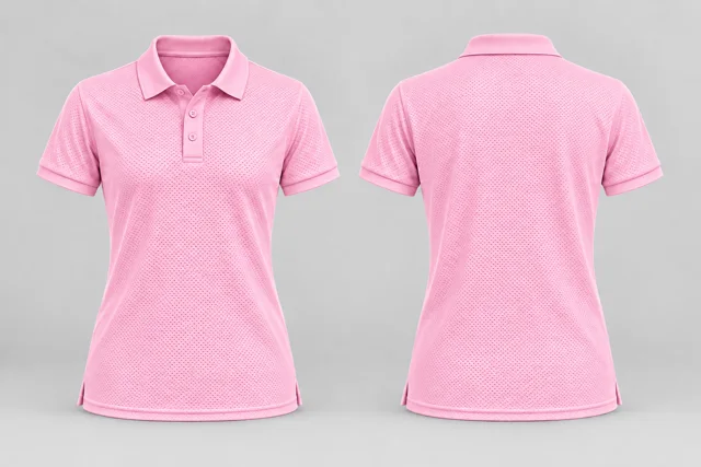 Pink Women Short Sleeves cool mesh polo