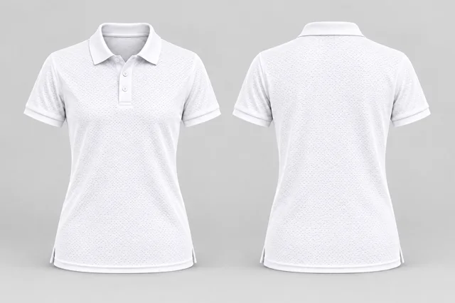 Textured White Women Short Sleeves cool mesh polo