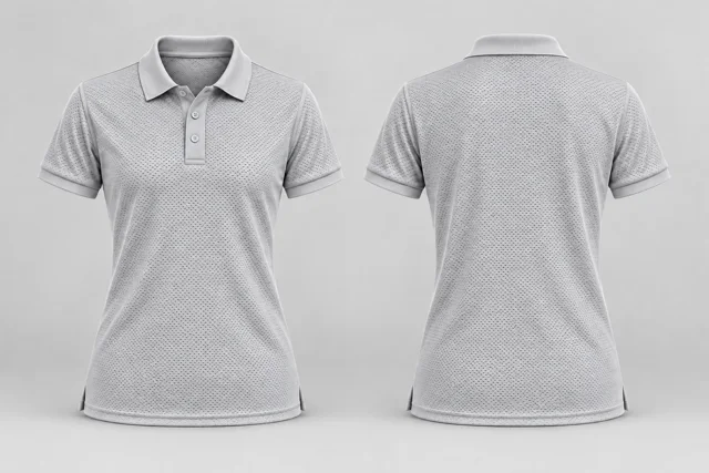 Silver Grey Women Short Sleeves cool mesh polo