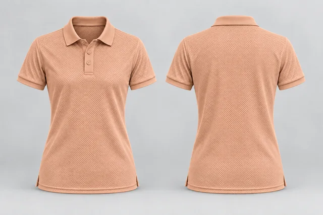 Peach Beige Women Short Sleeves cool mesh polo