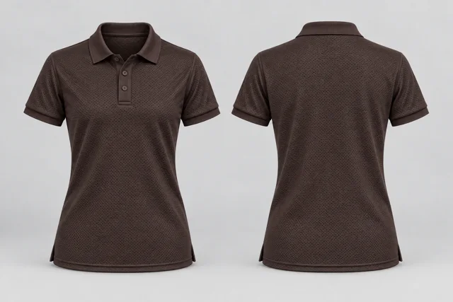 Dark Brown Women Short Sleeves cool mesh polo