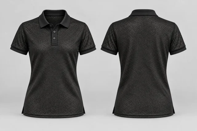 Open Black Women Short Sleeves cool mesh polo