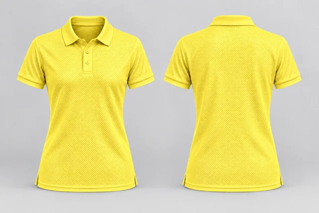 Lemon Yellow Women Short Sleeves cool mesh polo
