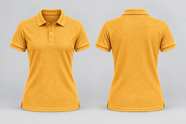 Golden Yellow Women Short Sleeves cool mesh polo