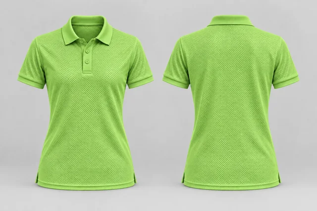 Lime Green Women Short Sleeves cool mesh polo