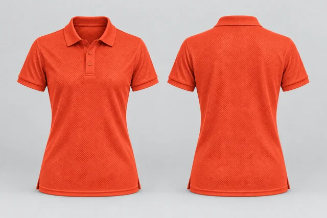 Orange Women Short Sleeves cool mesh polo