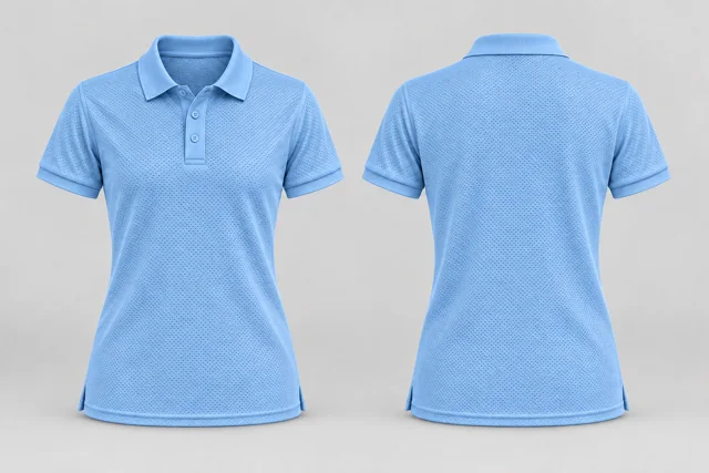 Sky Blue Women Short Sleeves cool mesh polo
