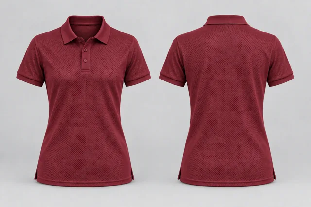 Maroon Women Short Sleeves cool mesh polo