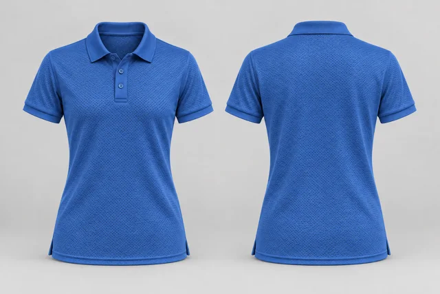 Royal Blue Women Short Sleeves cool mesh polo