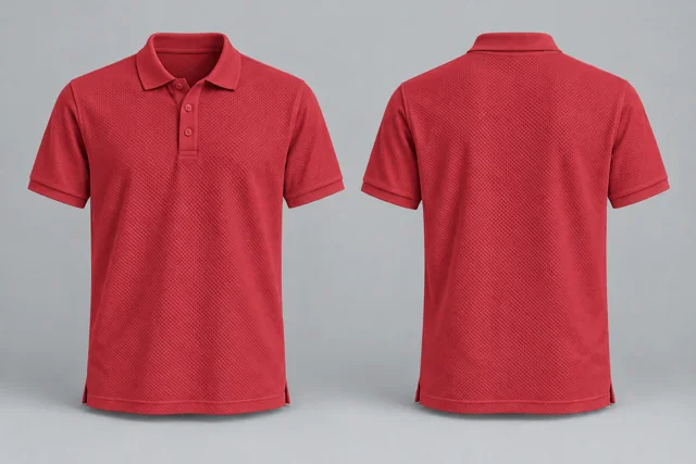 Deep Red Adult Short Sleeves honeycomb polo