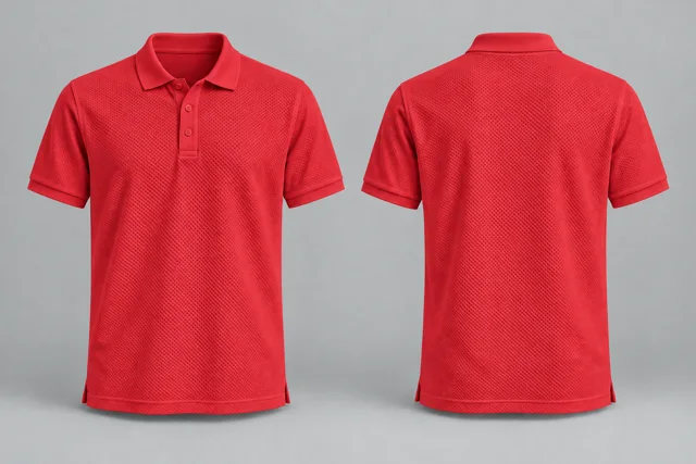 Bright Red Adult Short Sleeves honeycomb polo