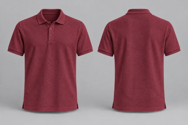 Maroon Adult Short Sleeves honeycomb polo