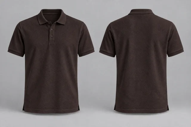Dark Brown Adult Short Sleeves honeycomb polo