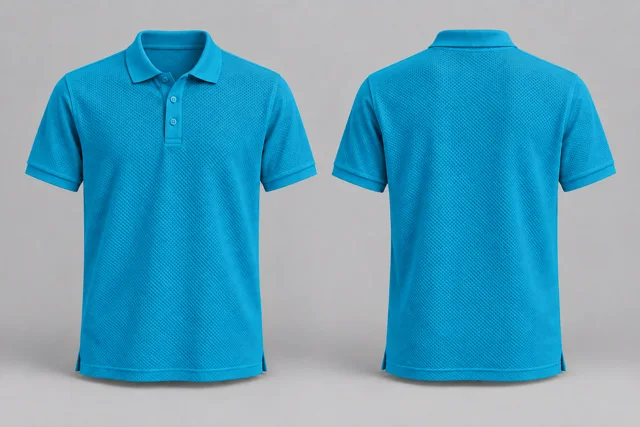 Cyan Adult Short Sleeves honeycomb polo
