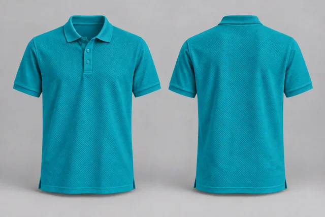 Teal Adult Short Sleeves honeycomb polo