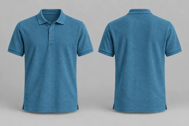 Petrol Blue Adult Short Sleeves honeycomb polo