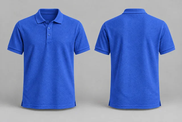 Royal Blue Adult Short Sleeves honeycomb polo