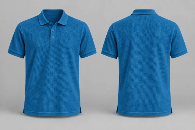 Azure Blue Adult Short Sleeves honeycomb polo