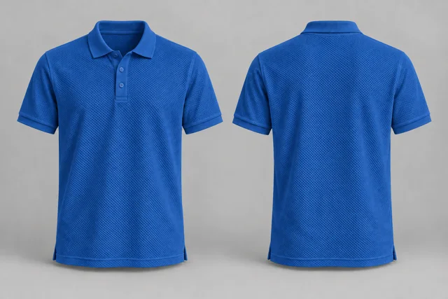 Cobalt Blue Adult Short Sleeves honeycomb polo