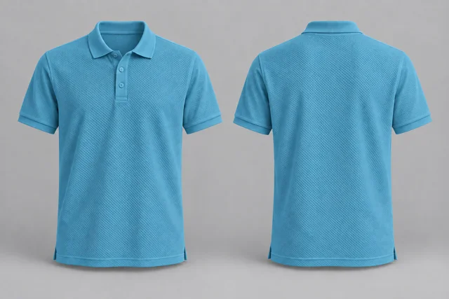 Light Aqua Adult Short Sleeves honeycomb polo