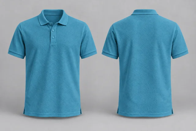 Turquoise Adult Short Sleeves honeycomb polo