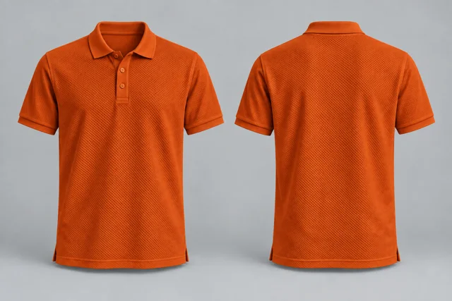 Orange Adult Short Sleeves honeycomb polo