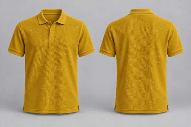 Sun Yellow Adult Short Sleeves honeycomb polo