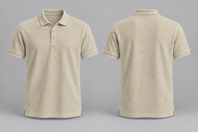 Ivory Adult Short Sleeves honeycomb polo
