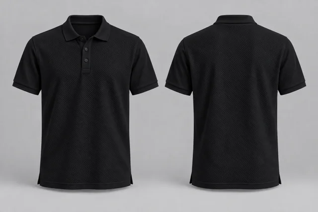 Black Adult Short Sleeves honeycomb polo