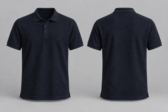 Blue Black Adult Short Sleeves honeycomb polo
