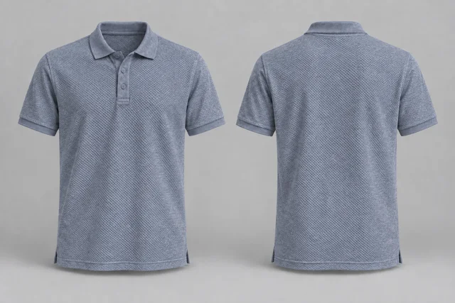 Mid Grey Heather Adult Short Sleeves honeycomb polo