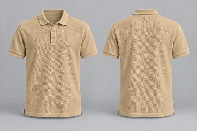 Sand Beige Adult Short Sleeves honeycomb polo